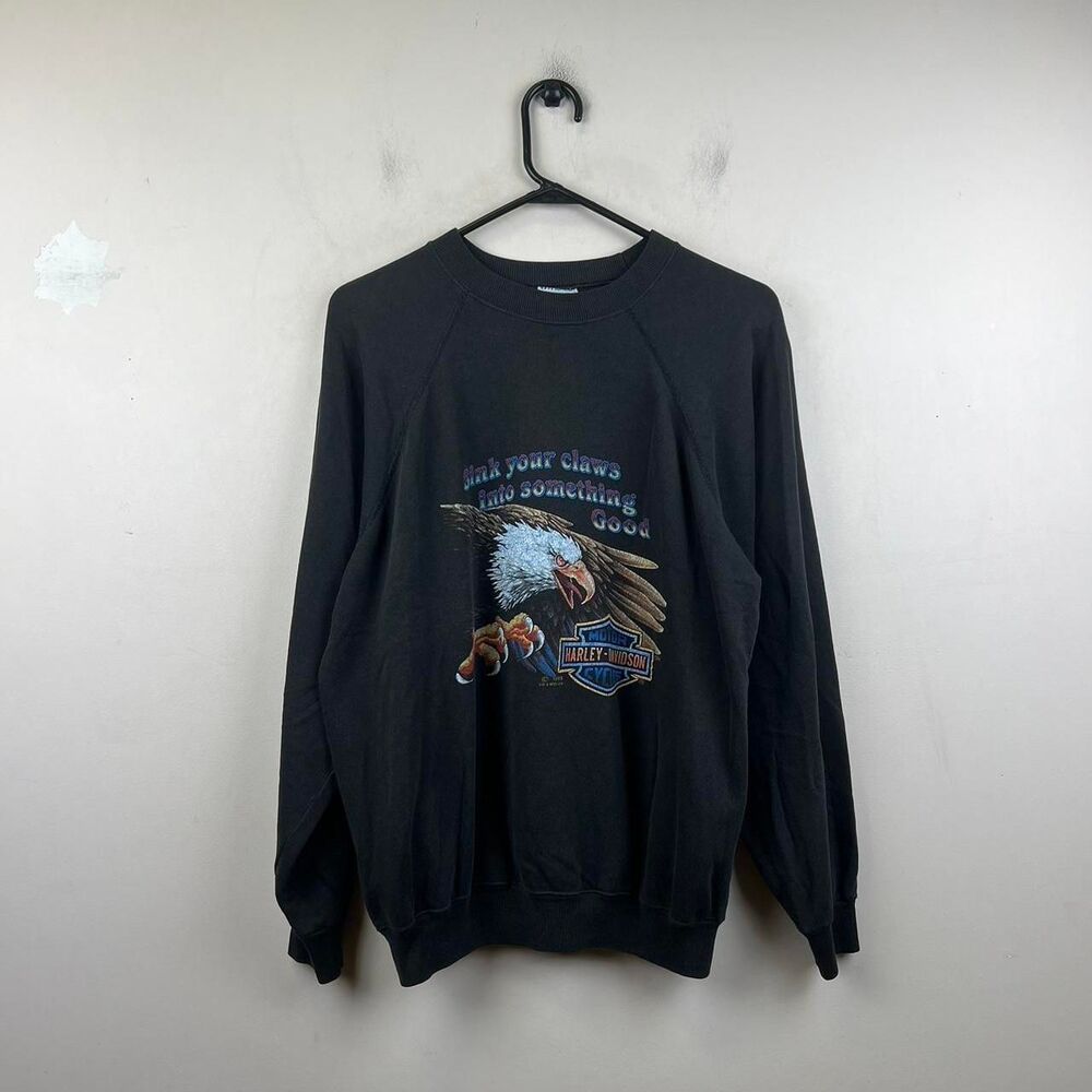 Vintage Harley Davidson 1985 3D Emblem Black Crewneck  Size XL